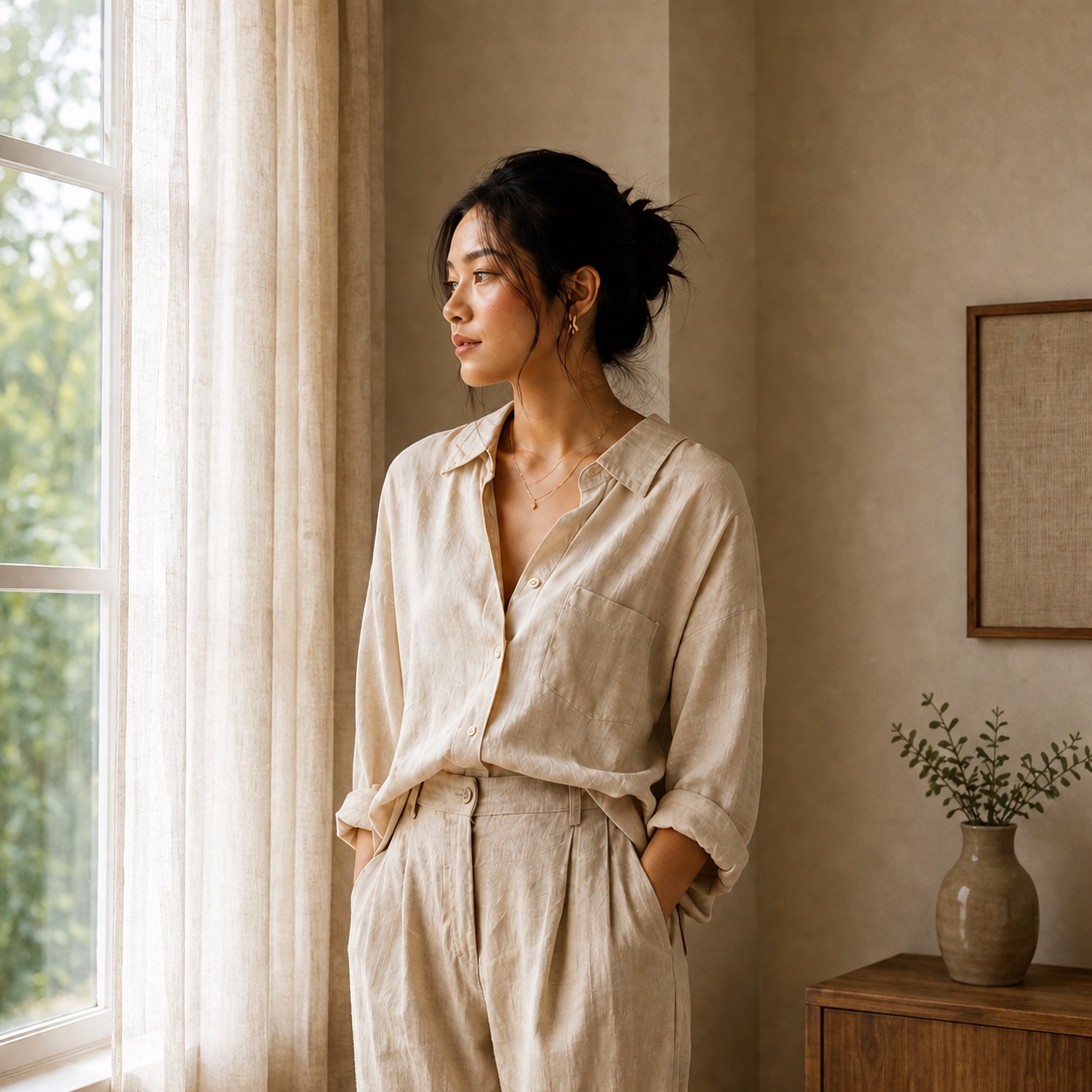 A woman in stillness